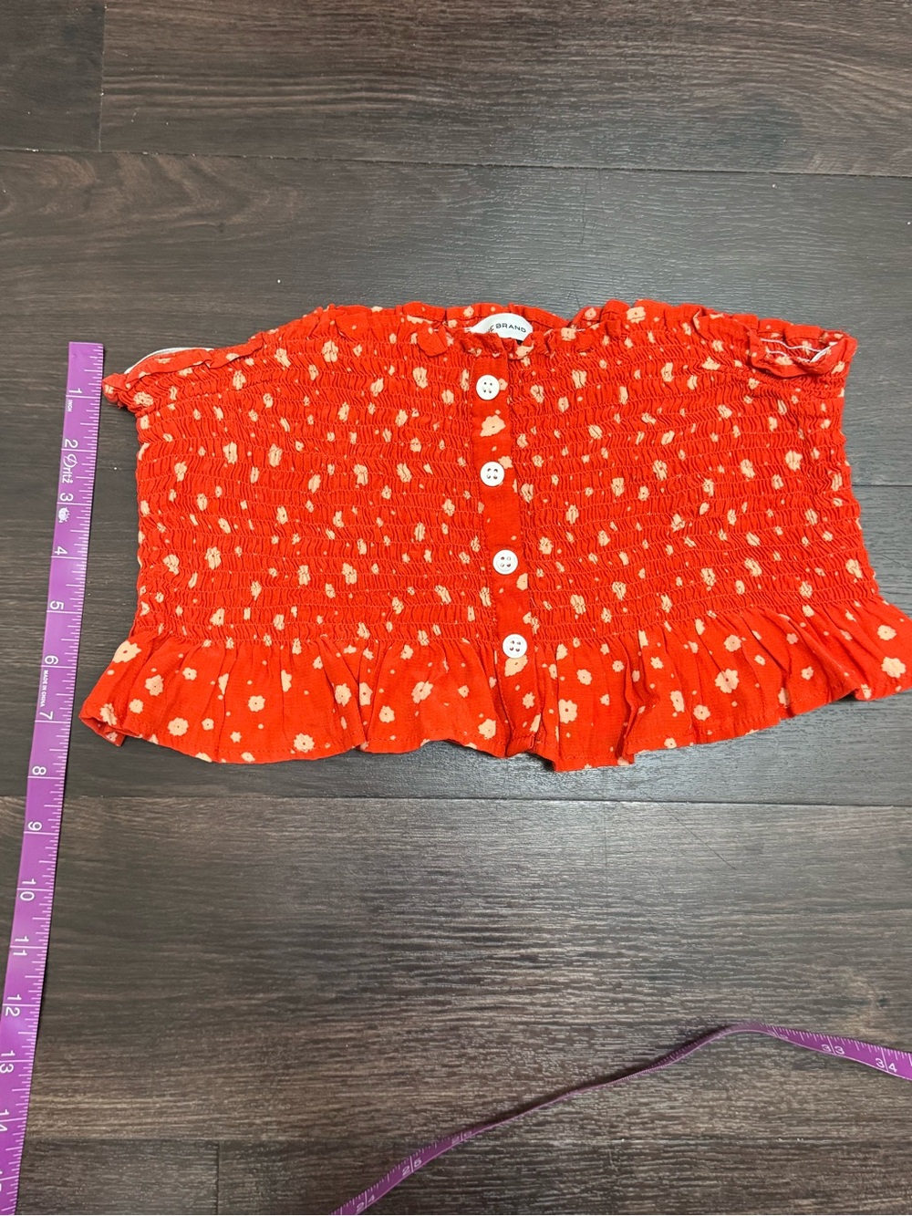 Faithfull the Brand Floral Smocked Button Crop Top